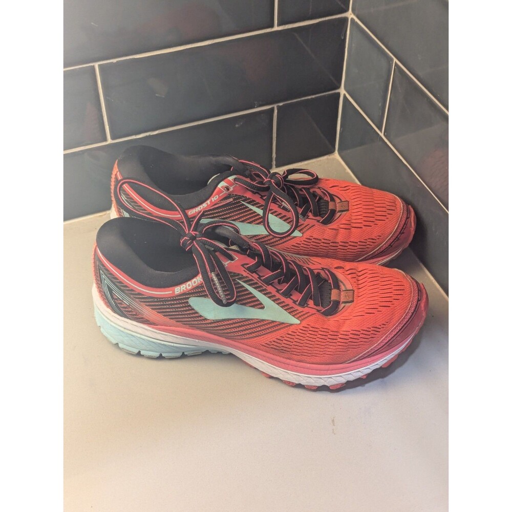 Brooks Ghost 10 Size 7.5 Women's Running Shoes Coral Mint White 1202461B995